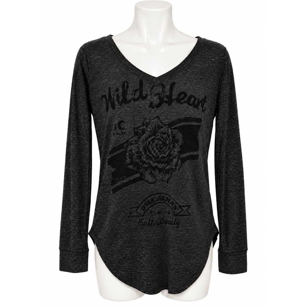 Silver Jeans Co Graphic T-shirt Womens M Charcoal Gray Wild Heart Y2K Grunge